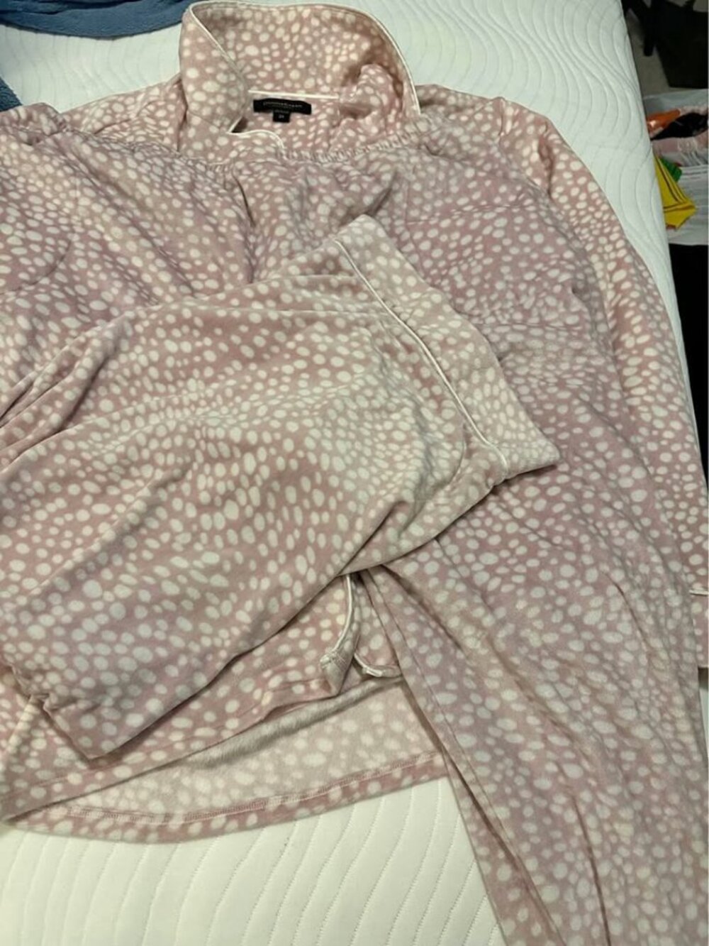 Donna Karan Sleepwear 3X Pink & White Plush Pajama Set